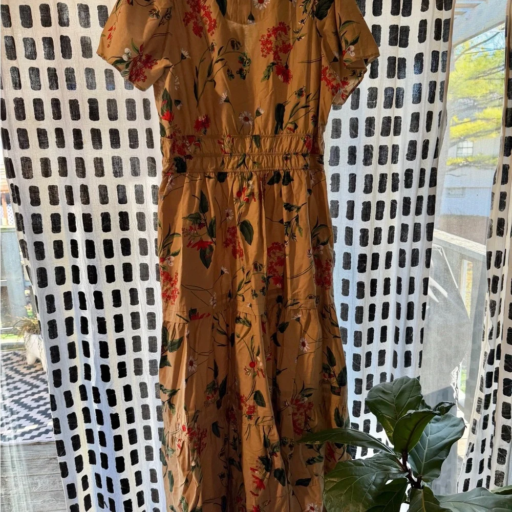 Anthropologie Somerset Floral Tan Maxi Dress - Picture 3 of 3